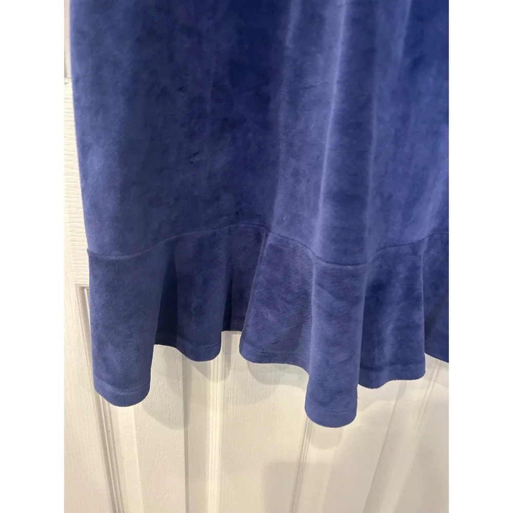Garnet Hill Kids Velour Dress Blue Bell Sleeve‎ Ruffle Hem Girls Size 12 Holiday